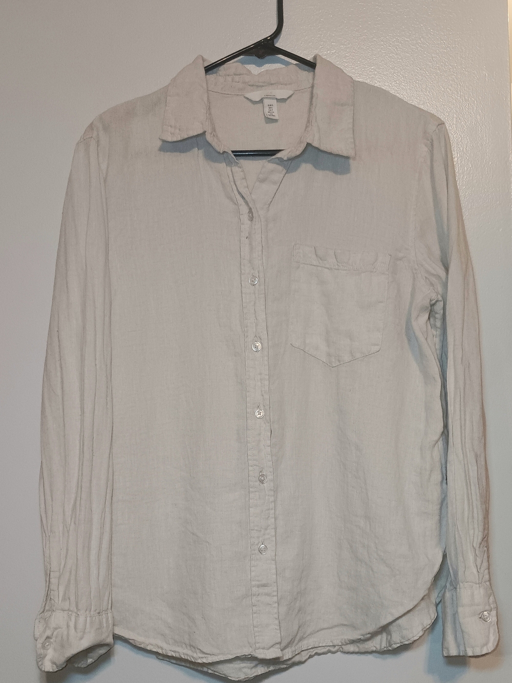 H&M Women's Light Cream Button-Down Shirt